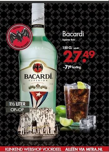 Aanbiedingen Bacardi superior rum - Bacardi - Geldig van 21/09/2014 tot 04/10/2014 bij Mitra