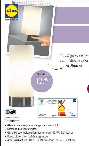 Aanbiedingen Tafellamp - livarnolux - Geldig van 22/09/2014 tot 24/09/2014 bij Lidl