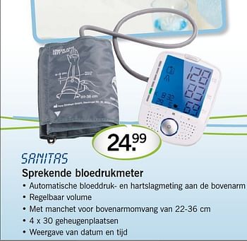 Aanbiedingen Sanitas sprekende bloedrukmeter - Sanitas - Geldig van 22/09/2014 tot 24/09/2014 bij Lidl