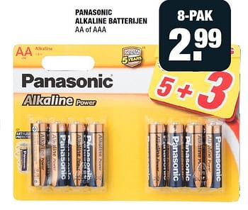 Aanbiedingen Panasonic alkaline batterijen aa of aaa 8-pak - Panasonic - Geldig van 22/09/2014 tot 28/09/2014 bij Big Bazar