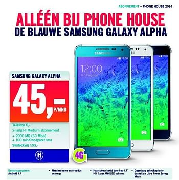 Aanbiedingen Samsung galaxy alpha - Samsung - Geldig van 22/09/2014 tot 28/09/2014 bij The Phone House