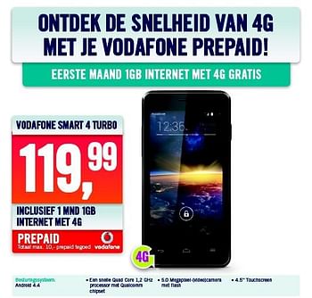 Aanbiedingen Vodafone smart 4 turbo - Smart - Geldig van 22/09/2014 tot 28/09/2014 bij The Phone House