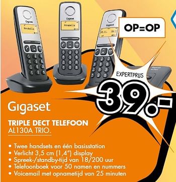 Aanbiedingen Gigaset triple dect telefoon al130a trio - Gigaset - Geldig van 22/09/2014 tot 28/09/2014 bij Expert