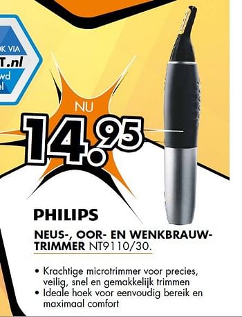 Aanbiedingen Philips neus-, oor- en wenkbrauwtrimmer nt9110-30 - Philips - Geldig van 22/09/2014 tot 28/09/2014 bij Expert