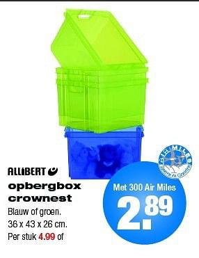 Aanbiedingen Opbergbox crownest blauw of groen - Allibert - Geldig van 22/09/2014 tot 28/09/2014 bij Praxis