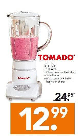 Aanbiedingen Tomado blender - Tomado - Geldig van 22/09/2014 tot 01/10/2014 bij Blokker