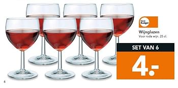 Aanbiedingen Wijnglazen voor rode wijn - Best budget - Geldig van 22/09/2014 tot 01/10/2014 bij Blokker