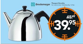 Aanbiedingen Bredemeijer theepot dorothe - Bredemeijer - Geldig van 22/09/2014 tot 01/10/2014 bij Blokker