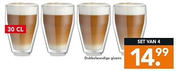 Aanbiedingen Dubbelwandige glazen - Huismerk - Blokker - Geldig van 22/09/2014 tot 01/10/2014 bij Blokker