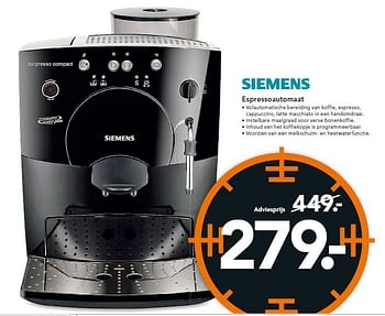 Aanbiedingen Siemens espressoautomaat - Siemens - Geldig van 22/09/2014 tot 01/10/2014 bij Blokker