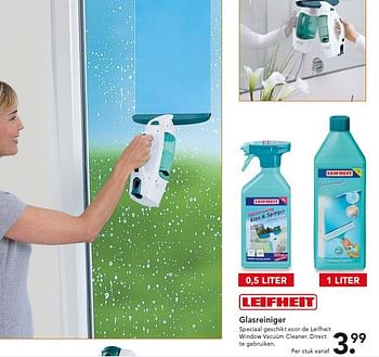 Aanbiedingen Glasreiniger speciaal geschikt voor de leifheit window vacuüm cleaner - Leifheit - Geldig van 22/09/2014 tot 01/10/2014 bij Blokker