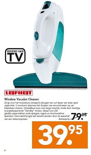 Aanbiedingen Window vacuüm cleaner - Leifheit - Geldig van 22/09/2014 tot 01/10/2014 bij Blokker