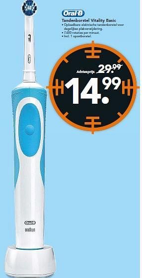 Aanbiedingen Tandenborstel vitality basic - Oral-B - Geldig van 22/09/2014 tot 01/10/2014 bij Blokker