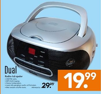 Aanbiedingen Dual radio--cd-speler - Dual - Geldig van 22/09/2014 tot 01/10/2014 bij Blokker