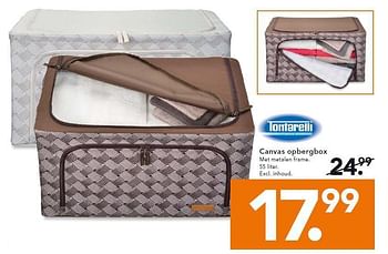 Aanbiedingen Canvas opbergbox met metalen frame - Tontarelli - Geldig van 22/09/2014 tot 01/10/2014 bij Blokker