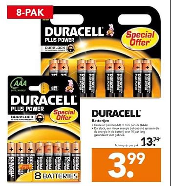Aanbiedingen Batterijen - Duracell - Geldig van 22/09/2014 tot 01/10/2014 bij Blokker