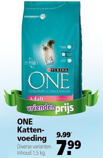 Aanbiedingen One kattenvoeding - Purina one - Geldig van 22/09/2014 tot 03/10/2014 bij Welkoop