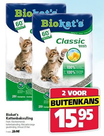 Aanbiedingen Biokat`s kattenbakvulling 2 voor - Bio kat`s - Geldig van 22/09/2014 tot 03/10/2014 bij Welkoop