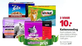 Aanbiedingen Kattenvoeding pouch multipacks. felix, joline, kitekat en whiskas - Kitekat - Geldig van 22/09/2014 tot 03/10/2014 bij Boerenbond