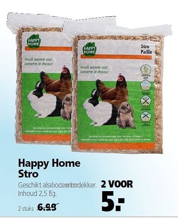 Aanbiedingen Happy home stro 2 voor - Happy Home - Geldig van 22/09/2014 tot 03/10/2014 bij Boerenbond