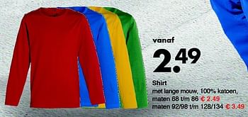 Aanbiedingen Shirt met lange mouw, 100% katoen - Huismerk - Wibra - Geldig van 22/09/2014 tot 04/10/2014 bij Wibra