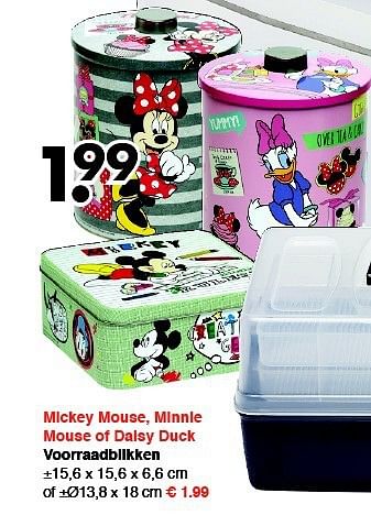 Aanbiedingen Mickey mouse, minnie mouse of daisy duck voorraadblikken - Huismerk - Wibra - Geldig van 22/09/2014 tot 04/10/2014 bij Wibra