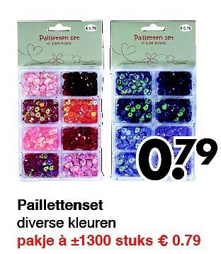 Aanbiedingen Paillettenset diverse kleuren - Huismerk - Wibra - Geldig van 22/09/2014 tot 04/10/2014 bij Wibra