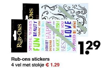 Aanbiedingen Rub-ons stickers 4 vel met stokje - Huismerk - Wibra - Geldig van 22/09/2014 tot 04/10/2014 bij Wibra