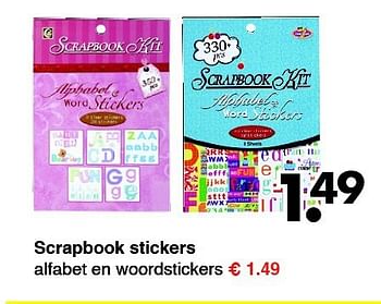 Aanbiedingen Scrapbook stickers alfabet en woordstickers - Huismerk - Wibra - Geldig van 22/09/2014 tot 04/10/2014 bij Wibra