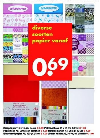 Aanbiedingen Diverse soorten papier - Huismerk - Wibra - Geldig van 22/09/2014 tot 04/10/2014 bij Wibra