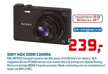 Aanbiedingen Sony high zoom camera dsc-wx350 - Sony - Geldig van 22/09/2014 tot 05/10/2014 bij BCC