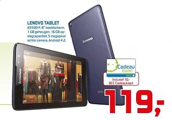 Aanbiedingen Lenovo tablet a5500-f - Lenovo - Geldig van 22/09/2014 tot 05/10/2014 bij BCC