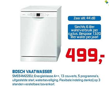 Aanbiedingen Bosch vaatwasser sms54m22eu - Bosch - Geldig van 22/09/2014 tot 05/10/2014 bij BCC
