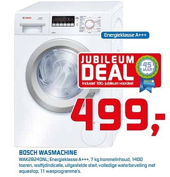 Aanbiedingen Bosch wasmachine wak28240nl - Bosch - Geldig van 22/09/2014 tot 05/10/2014 bij BCC