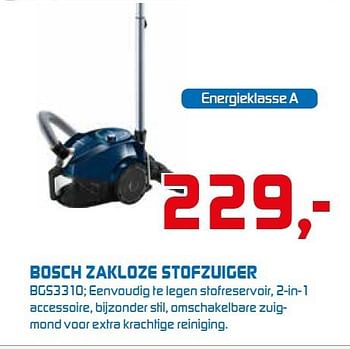 Aanbiedingen Bosch zakloze stofzuiger bgs3310 - Bosch - Geldig van 22/09/2014 tot 05/10/2014 bij BCC
