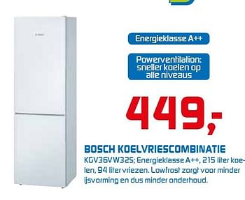 Aanbiedingen Bosch koelvriescombinatie kgv36vw32s - Bosch - Geldig van 22/09/2014 tot 05/10/2014 bij BCC