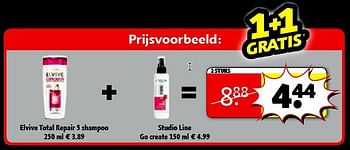 Aanbiedingen Elvive total repair 5 shampoo +studio line go create - L'Oreal Paris - Geldig van 22/09/2014 tot 05/10/2014 bij Kruidvat