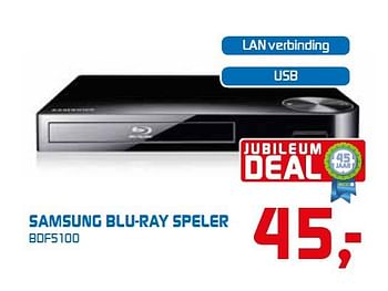 Aanbiedingen Samsung blu-ray speler bdf5100 - Samsung - Geldig van 22/09/2014 tot 05/10/2014 bij BCC