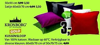 Aanbiedingen Kussensloop van 100% katoen. wasbaar op 60°c. verkrijgbaar in diverse kleuren - Kronborg - Geldig van 22/09/2014 tot 05/10/2014 bij Jysk