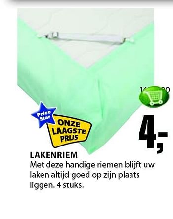 Aanbiedingen Lakenriem met deze handige riemen blijft uw laken altijd goed op zijn plaats liggen - Price Star - Geldig van 22/09/2014 tot 05/10/2014 bij Jysk