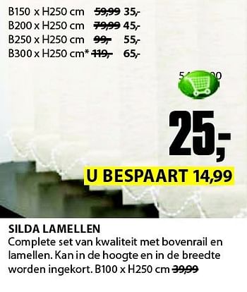 Aanbiedingen Silda lamellen complete set van kwaliteit met bovenrail en lamellen - Huismerk - Jysk - Geldig van 22/09/2014 tot 05/10/2014 bij Jysk