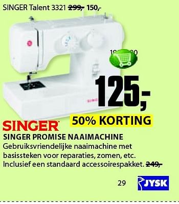 Aanbiedingen Singer promise naaimachine - Singer - Geldig van 22/09/2014 tot 05/10/2014 bij Jysk