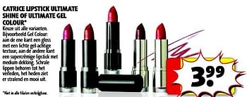 Aanbiedingen Catrice lipstick ultimate shine of ultimate gel colour - Catrice - Geldig van 22/09/2014 tot 05/10/2014 bij Kruidvat