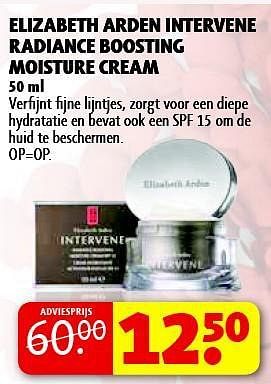 Aanbiedingen Elizabeth arden intervene radiance boosting moisture cream - Elizabeth Arden - Geldig van 22/09/2014 tot 05/10/2014 bij Kruidvat