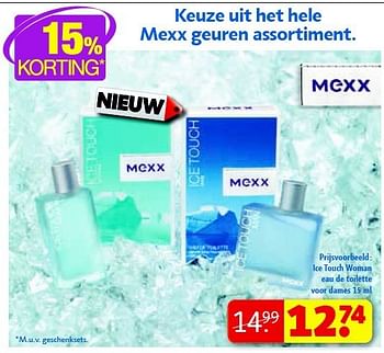 Aanbiedingen Ice touch woman eau de toilette voor dames - Mexx - Geldig van 22/09/2014 tot 05/10/2014 bij Kruidvat