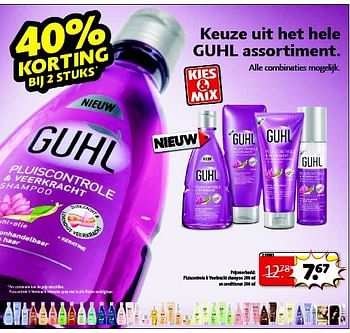 Aanbiedingen Pluiscontrole + veerkracht shampoo en conditioner - Guhl - Geldig van 22/09/2014 tot 05/10/2014 bij Kruidvat