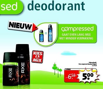 Aanbiedingen Dove compressed deospray original - Axe - Geldig van 22/09/2014 tot 05/10/2014 bij Kruidvat