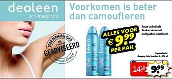 Aanbiedingen Keuze uit het hele deoleen deodorant multipakken assortiment - Deoleen - Geldig van 22/09/2014 tot 05/10/2014 bij Kruidvat