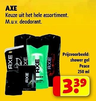 Aanbiedingen Shower gel peace - Axe - Geldig van 22/09/2014 tot 05/10/2014 bij Kruidvat