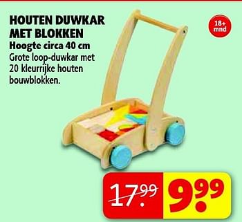 Aanbiedingen Houten duwkar met blokken - Huismerk - Kruidvat - Geldig van 22/09/2014 tot 05/10/2014 bij Kruidvat